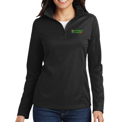 Embroidered Campers Inn - Women's Pinpoint Mesh 1/2 Zip Thumbnail